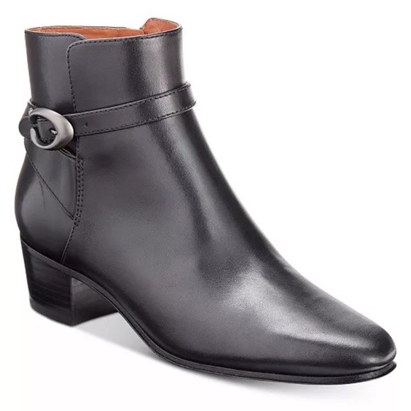 Coach Shoes - Coach Chrystie Black Leather Ankle Boots